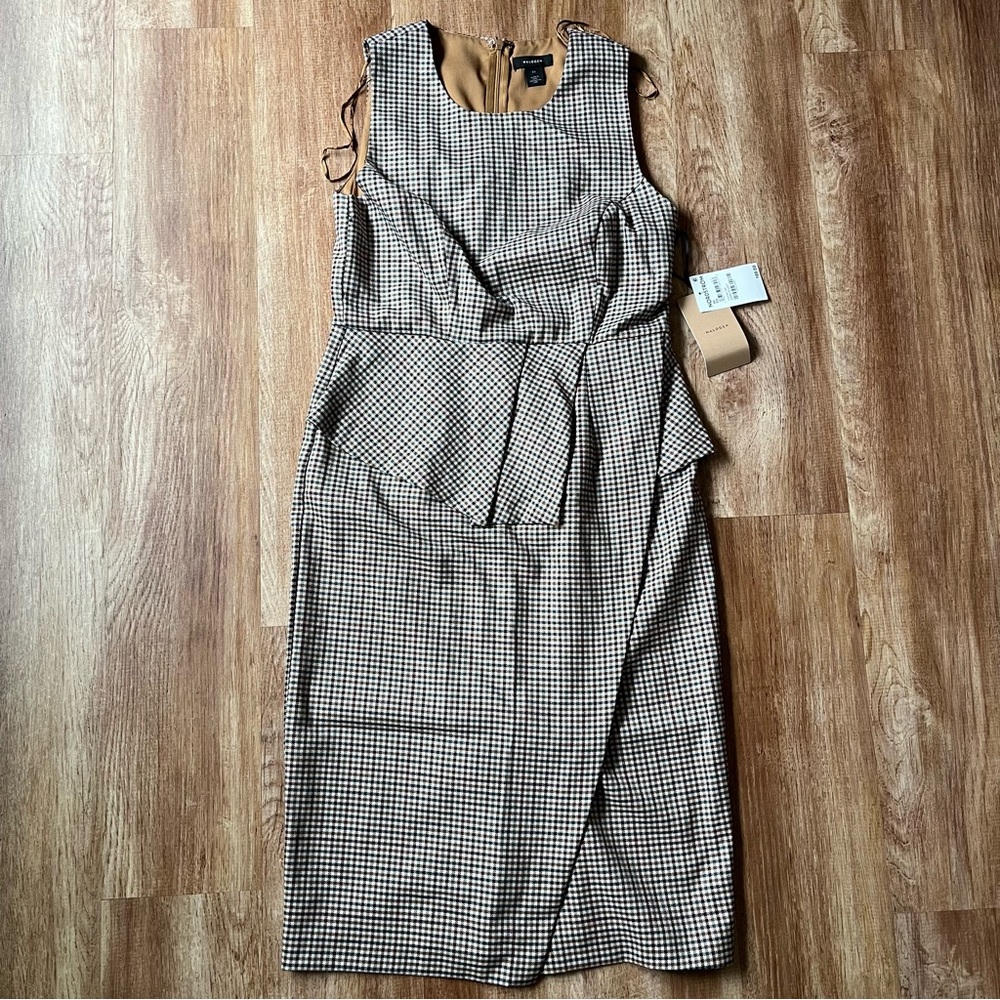 NWT Halogen Houndstooth Check Cap Sleeve Ruffle Hem‎ Dress Size XS